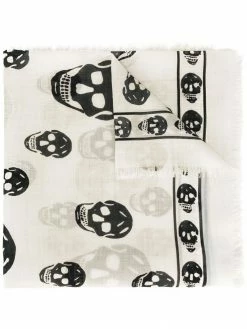 Alexander McQueen fringed skull-print scarf