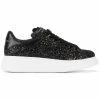 Alexander McQueen Black Glitter Platform Sneakers