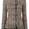 Alexander McQueen leather trimmed fitted tweed jacket