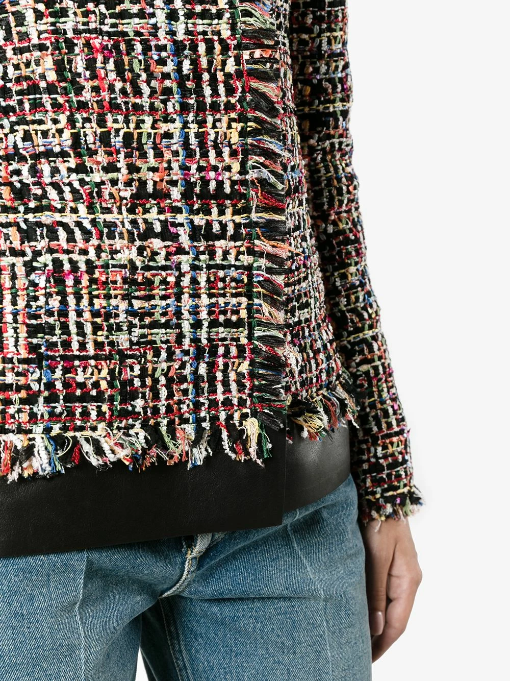 Alexander McQueen Leather trimmed fitted tweed jacket 5 Alexander McQueen leather trimmed fitted tweed jacket