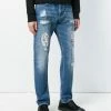 Alexander McQueen distressed folk embroidery jeans