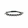 Alexander McQueen black and silver metallic skulls drawstring bracelet