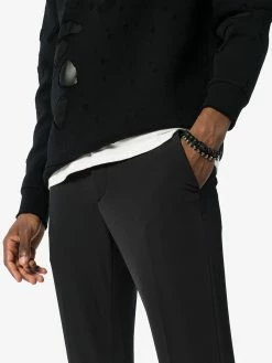 Alexander McQueen black and silver metallic skulls drawstring bracelet