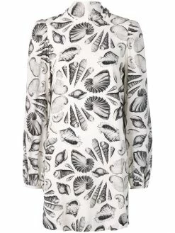 Alexander McQueen Shell print crepe dress