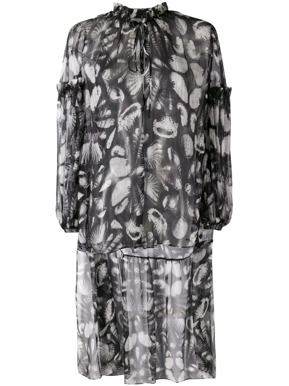 Alexander McQueen Seashell print high low blouse 1 Alexander McQueen seashell print high-low blouse