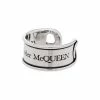 Alexander McQueen engraved safety-pin ring