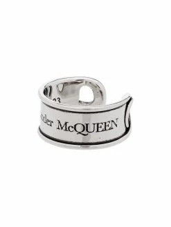 Alexander McQueen engraved safety-pin ring