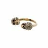 Alexander McQueen crystal-embellished skulls ring