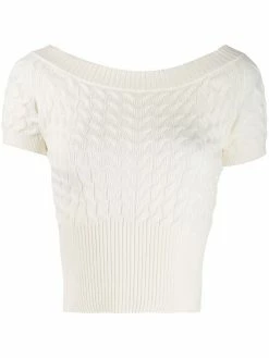 Alexander McQueen boat-neck cable-knit top