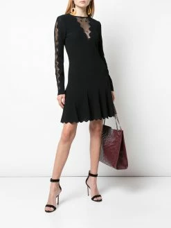 Alexander McQueen scalloped mesh insert skater dress
