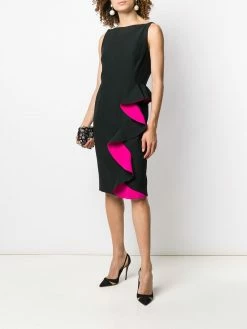 Alexander McQueen two tone ruffled pencil dress