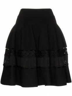 Alexander McQueen high-waisted macrame-panelled skirt