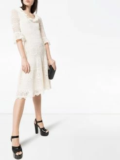 Alexander McQueen crochet frill fit and flare dress