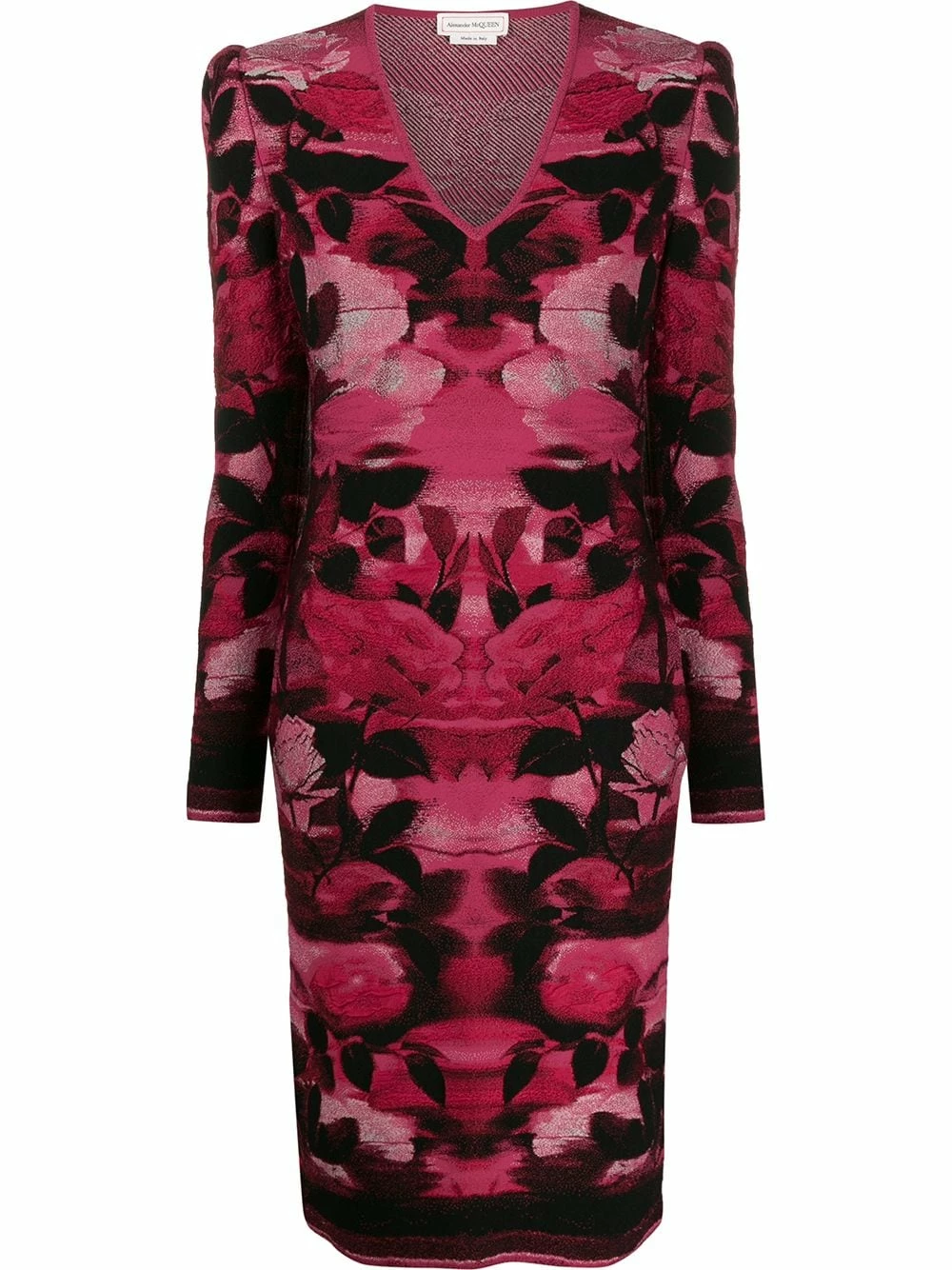 Alexander McQueen Blurred rose jacquard fitted dress 1 Alexander McQueen blurred rose jacquard fitted dress