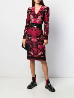 Alexander McQueen blurred rose jacquard fitted dress