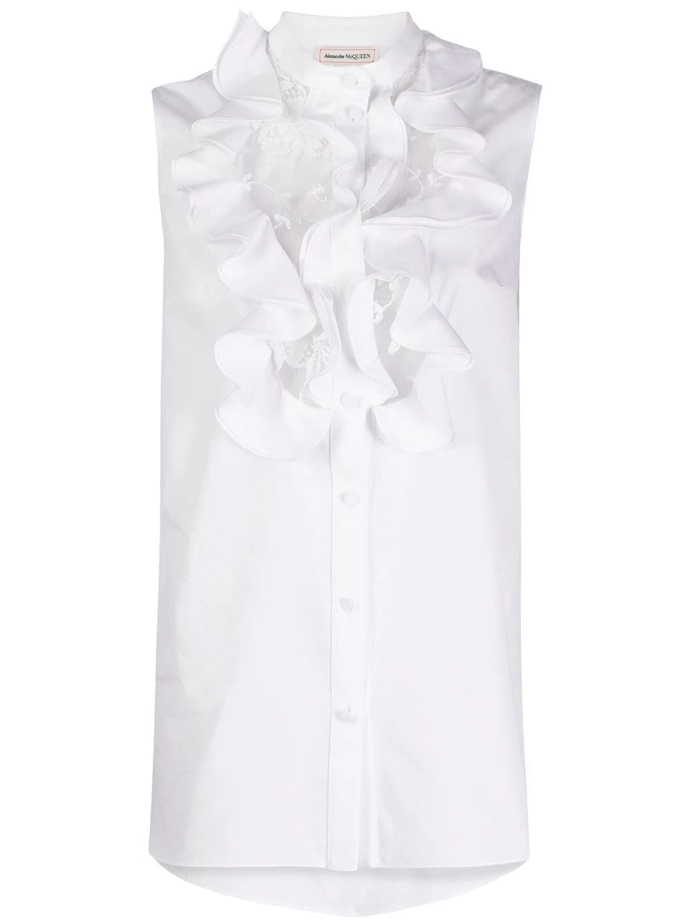 Alexander McQueen Collarless ruffled blouse 1 Alexander McQueen collarless ruffled blouse