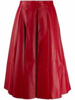 Alexander McQueen pleated leather midi skirt