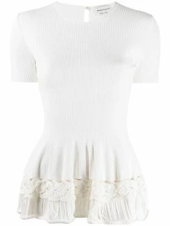 Alexander McQueen rib-knit ruffled top