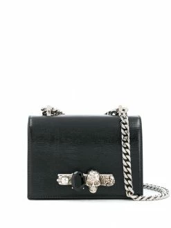 Alexander McQueen Jewelled lizard-effect cross-body bag