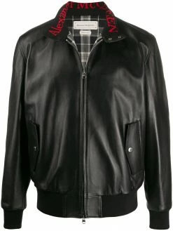 Alexander McQueen lambskin zipped bomber jacket