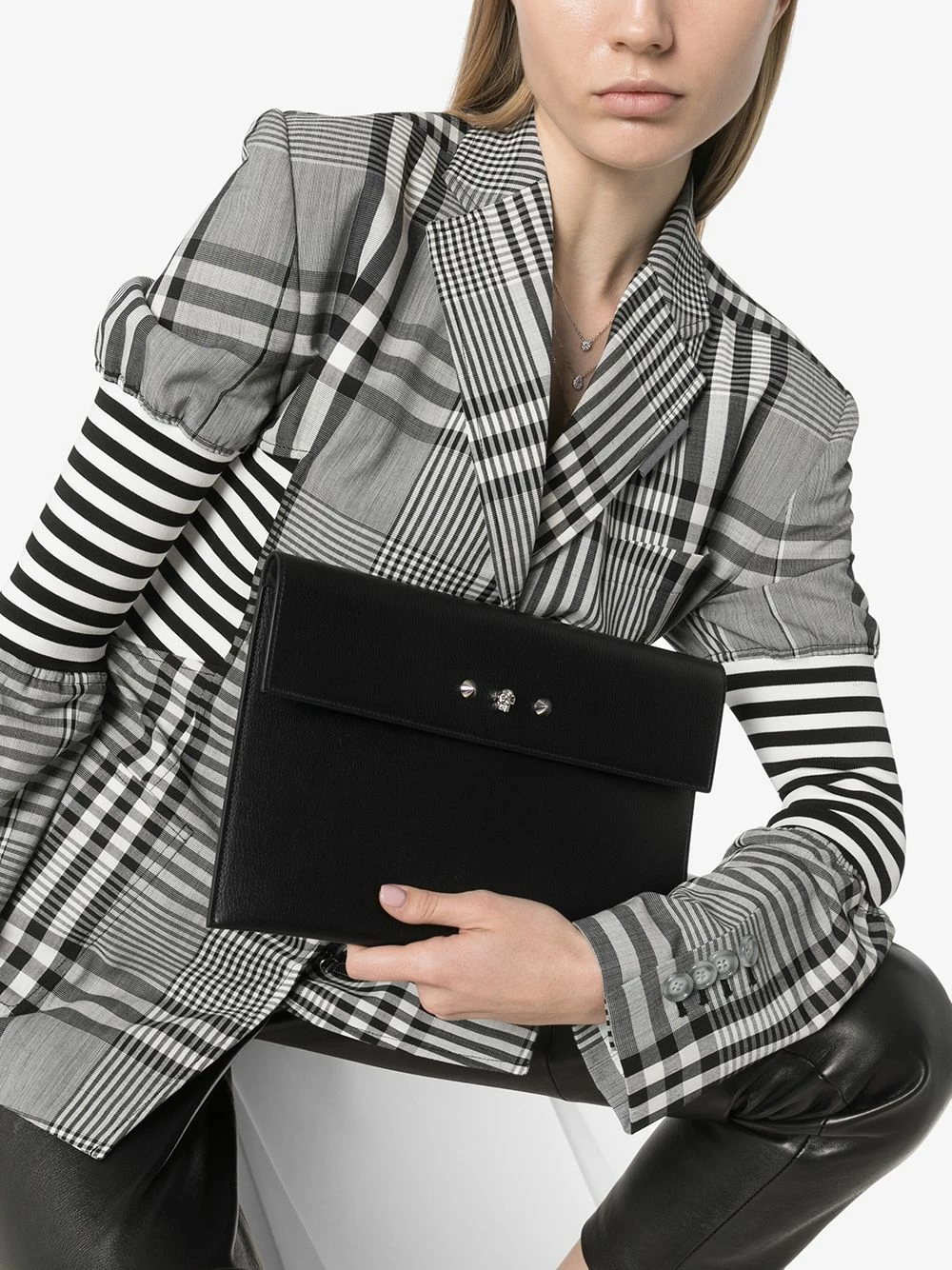 Alexander McQueen Studded leather envelope clutch 2 Alexander McQueen studded leather envelope clutch