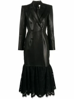 Alexander McQueen lace hem double-breasted coat