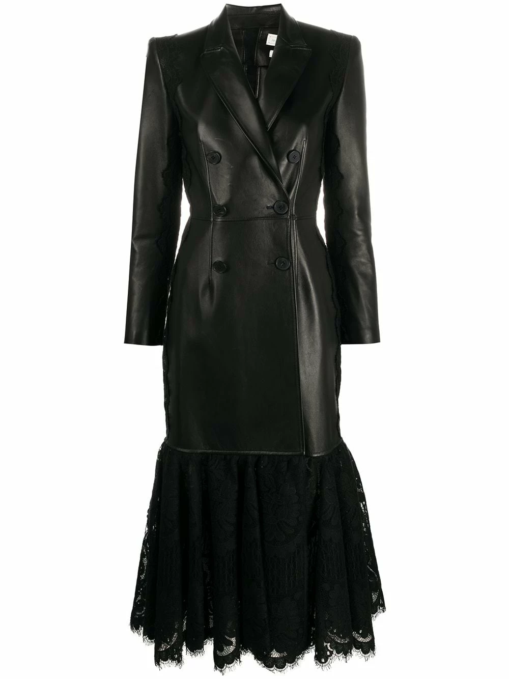 Alexander McQueen Lace hem double breasted coat 1 Alexander McQueen lace hem double-breasted coat