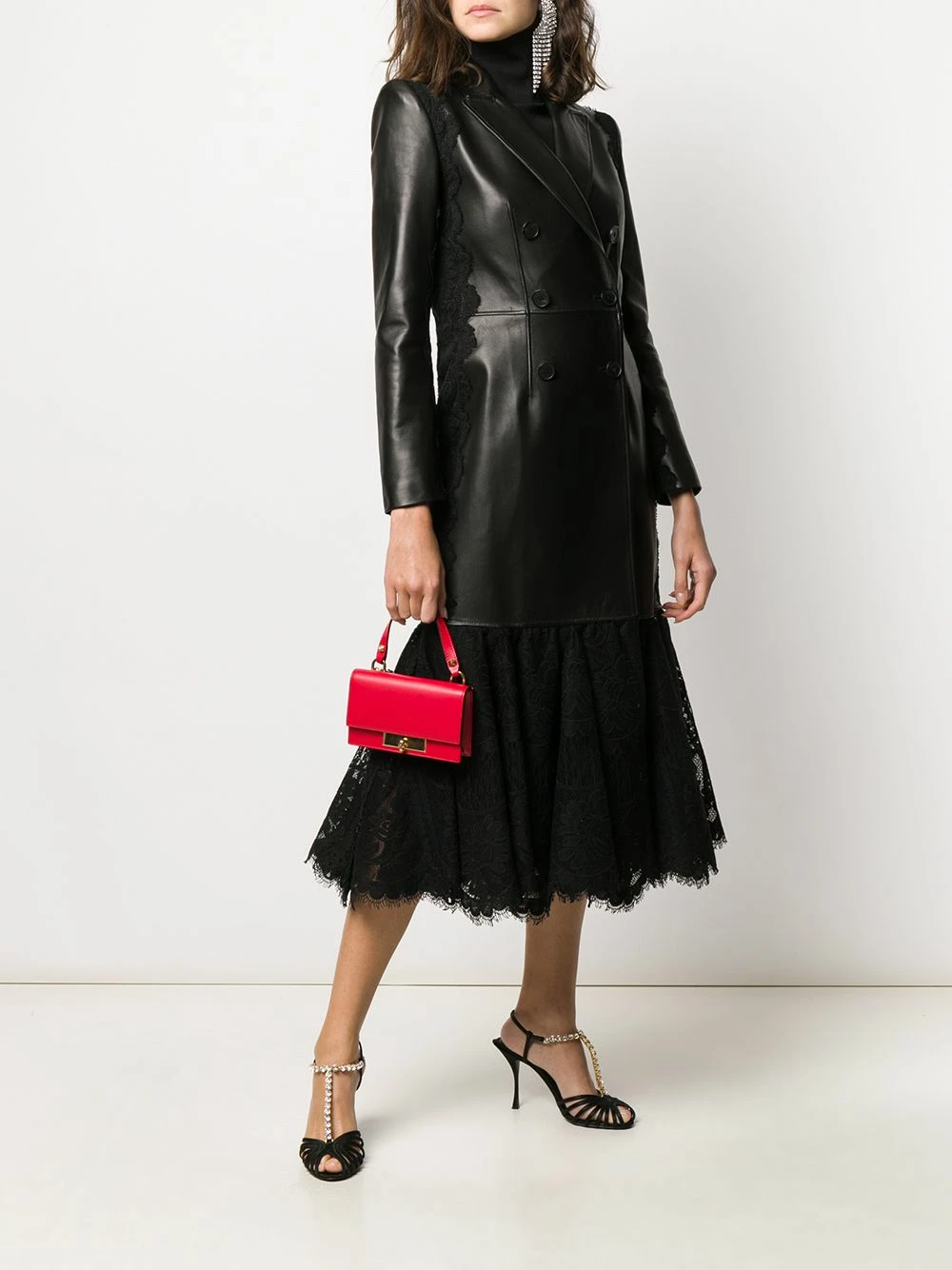 Alexander McQueen Lace hem double breasted coat 2 Alexander McQueen lace hem double-breasted coat