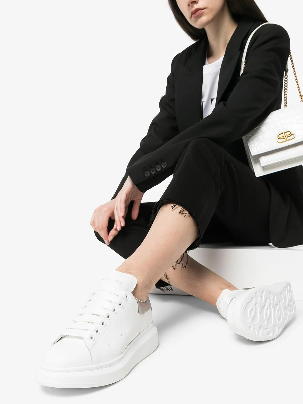 Alexander McQueen Metallic oversized leather sneakers 2 Alexander McQueen metallic oversized leather sneakers