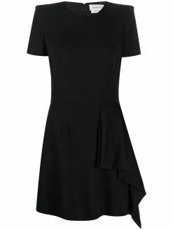 Alexander McQueen structured-shoulder draped-panel dress