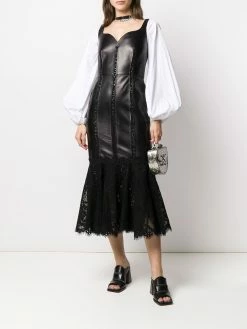 Alexander McQueen floral lace trim fitted dress