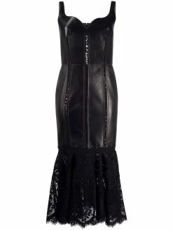Alexander McQueen floral lace trim fitted dress