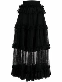 Alexander McQueen sheer panel tiered skirt
