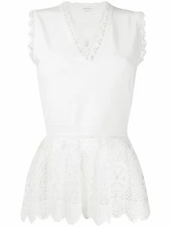 Alexander McQueen lace-details peplum top