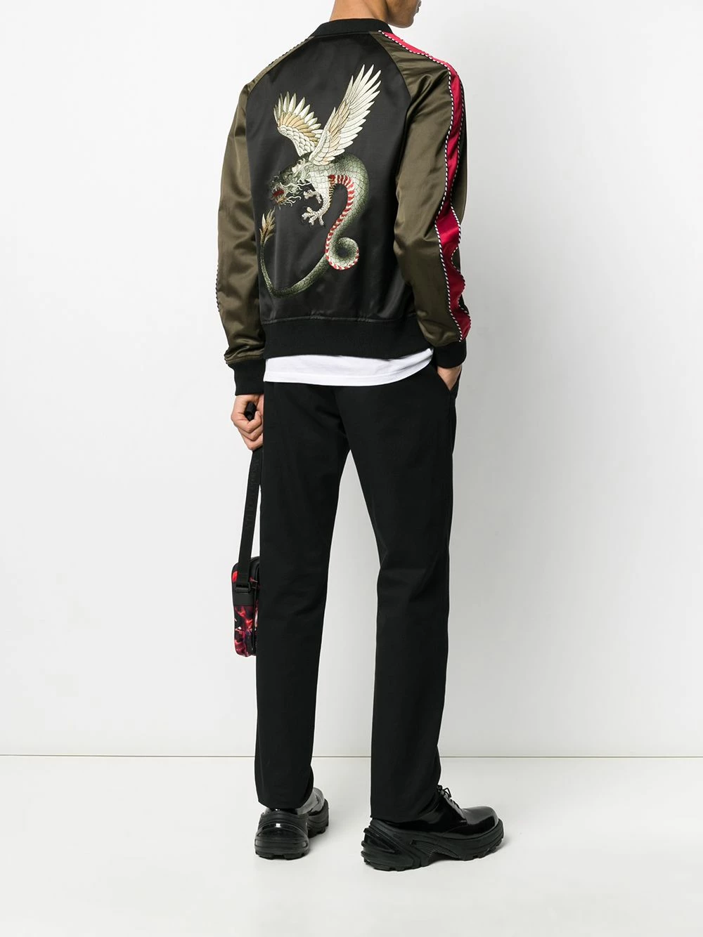 Alexander McQueen Dragon embroidered bomber jacket 2 Alexander McQueen dragon-embroidered bomber jacket