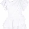 Alexander McQueen v-side neck ruffled T-shirt