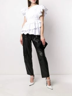 Alexander McQueen v-side neck ruffled T-shirt
