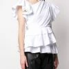 Alexander McQueen v-side neck ruffled T-shirt