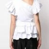 Alexander McQueen v-side neck ruffled T-shirt