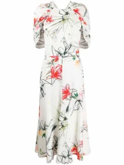 Alexander McQueen floral print gathered dress