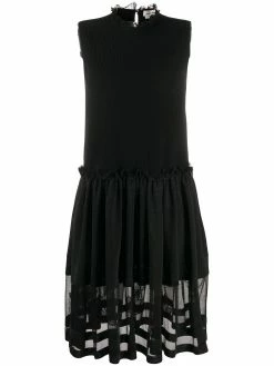 Alexander McQueen tulle skirt ribbed sleeveless dress