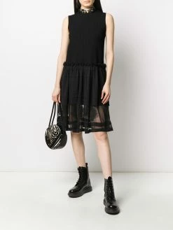 Alexander McQueen tulle skirt ribbed sleeveless dress
