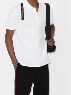 Alexander McQueen logo-strap pique polo shirt
