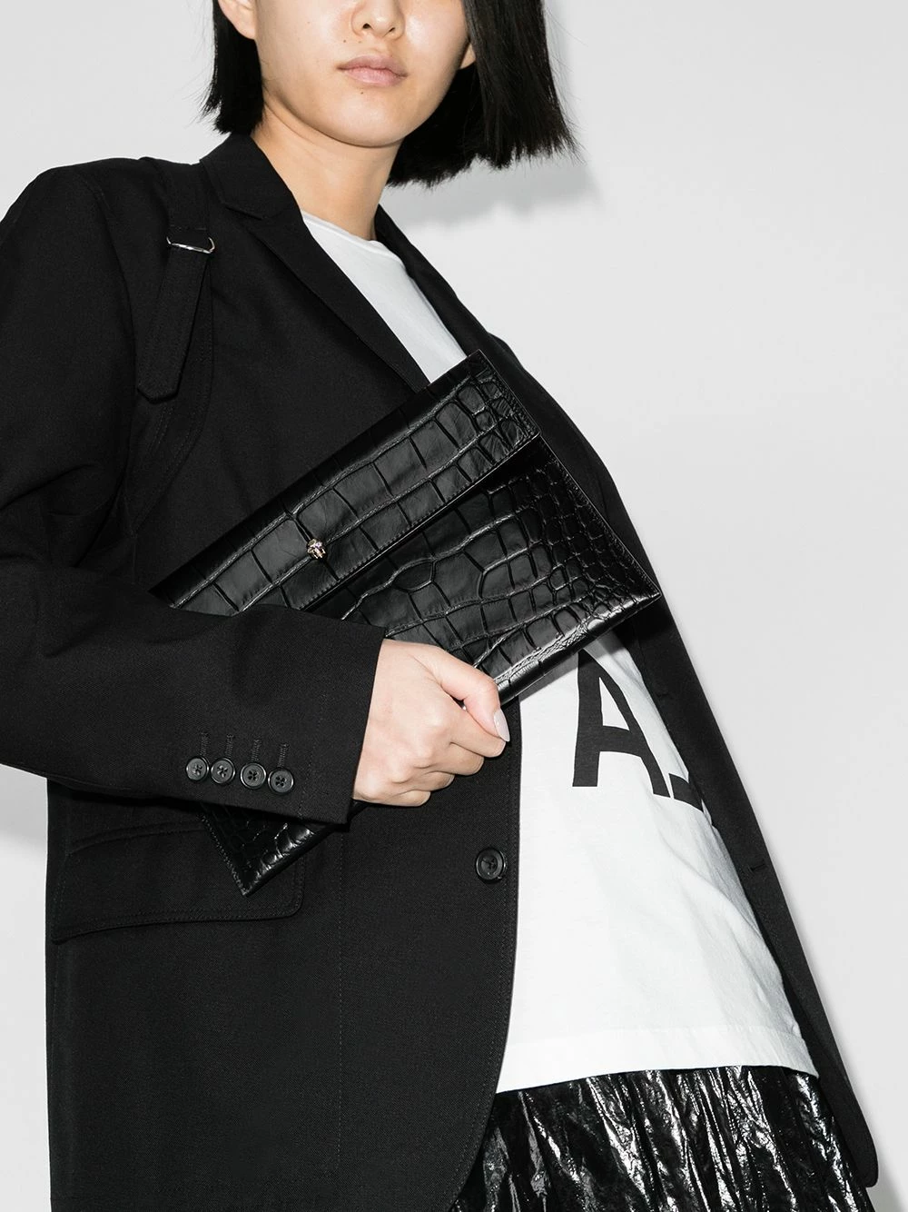 Alexander McQueen Croc effect envelope clutch bag 2 Alexander McQueen croc effect envelope clutch bag