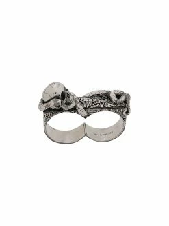 Alexander McQueen skull-motif two-finger ring
