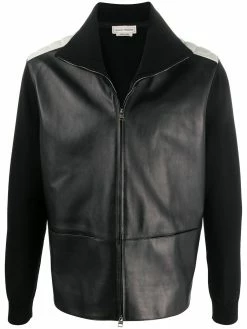 Alexander McQueen contrasting shoulders zipped jacket