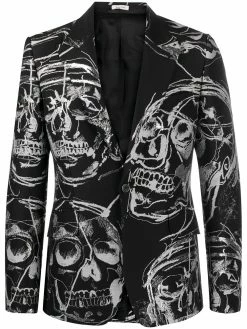 Alexander McQueen skull-print single-breasted blazer