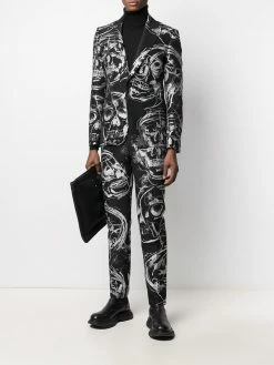 Alexander McQueen skull-print single-breasted blazer