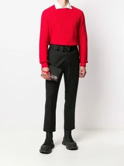 Alexander McQueen logo stripe zipped clutch