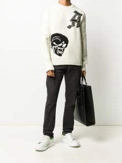 Alexander McQueen skull and logo crew neck jumper